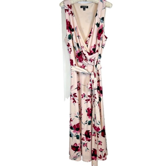 Lauren Ralph Lauren Dresses & Skirts - Lauren Ralph Lauren Women's Carana Floral Dress Size 16‎ Faux Wrap Feminine Pink